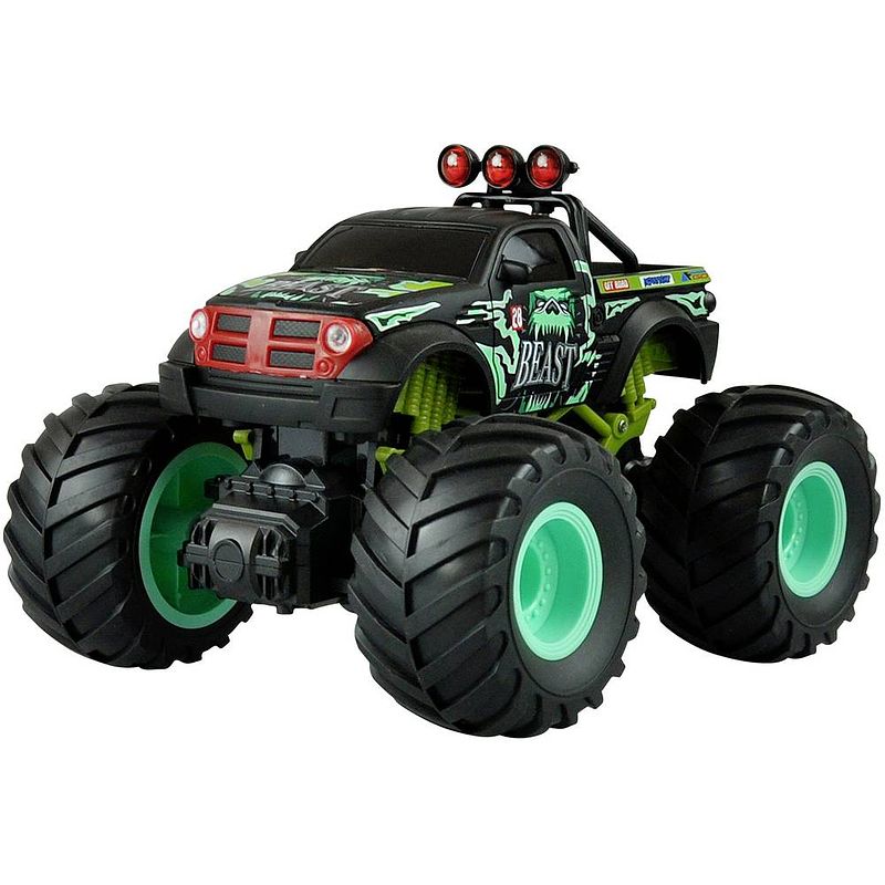 Foto van Amewi amewi groen brushed 1:18 rc auto elektro monstertruck achterwielaandrijving rtr 2,4 ghz