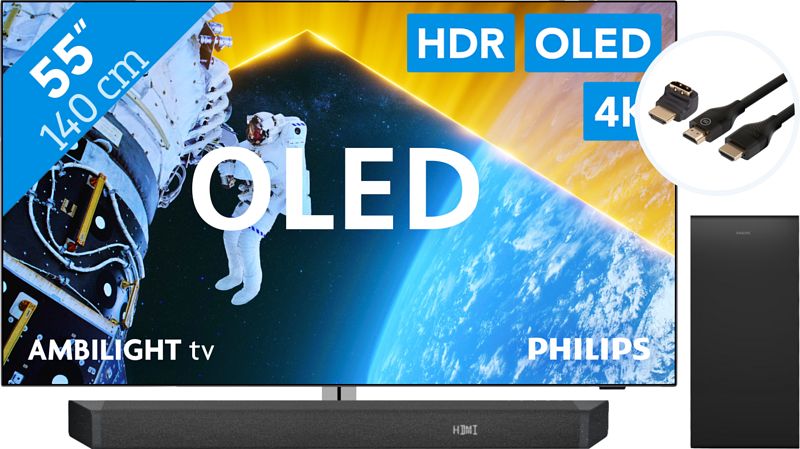 Foto van Philips 55oled809 - ambilight (2024) + soundbar + hdmi kabel