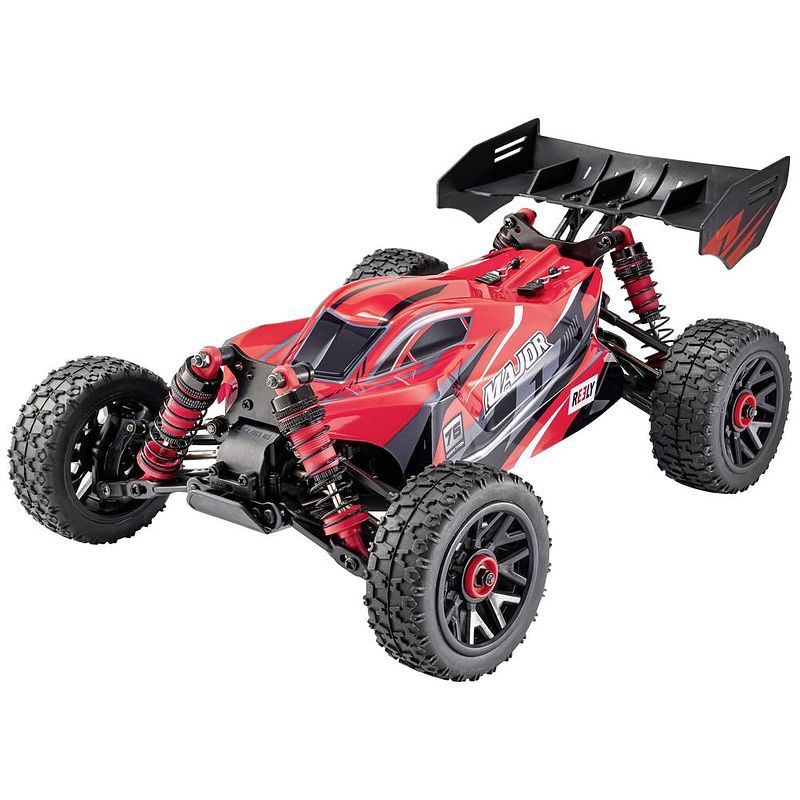 Foto van Reely major rood brushed 1:14 rc auto elektro buggy 4wd rtr 2,4 ghz incl. accu en lader