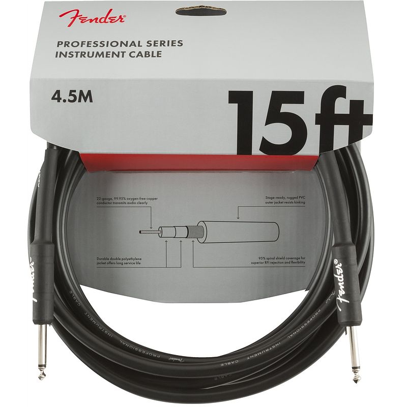 Foto van Fender professional series black jackkabel 4.5m