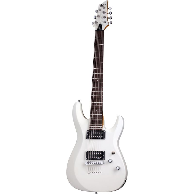 Foto van Schecter c-7 deluxe satin white 7-snarige elektrische gitaar