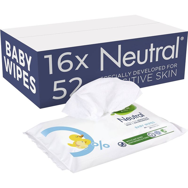 Foto van Neutral - baby billendoekjes - 16 x 52 = 832 stuks - 0% parfum