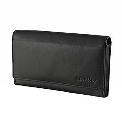 Foto van Landley dames portemonnee overslag - vrouwen portefeuille - soepel nappa leer - zwart