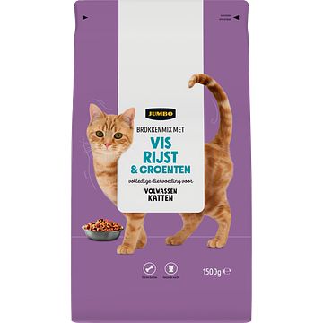 Foto van Jumbo brokkenmix met vis rijst & groenten katten volwassen 1, 5kg