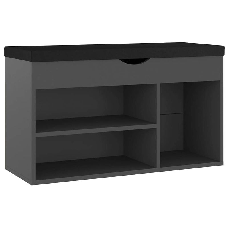 Foto van The living store schoenenbank grijs 80x30x47 cm - opbergbank met kussen