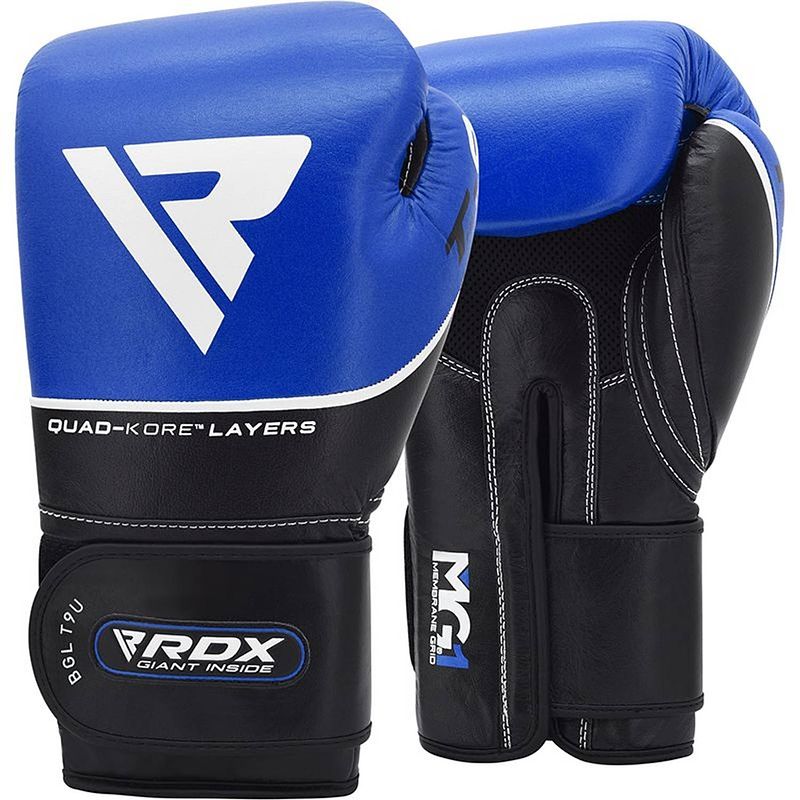 Foto van Rdx sports bokshandschoenen leer t9 - blauw - maat: 14oz - leer