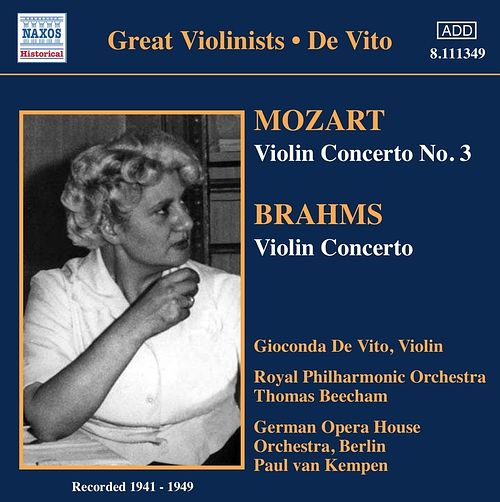 Foto van Violin concerto no. 3 / violin concerto / great violinists • de vito - cd (0747313334926)