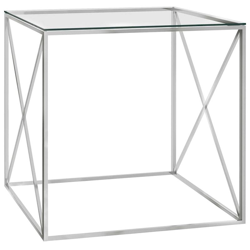 Foto van Vidaxl salontafel 55x55x55 cm roestvrij staal en glas zilverkleurig