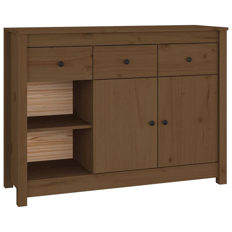 Foto van Vidaxl dressoir 100x35x74 cm massief grenenhout honingbruin