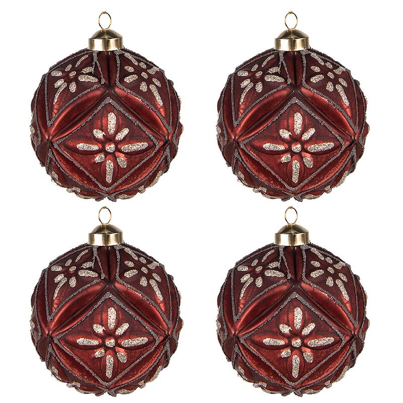 Foto van Clayre & eef kerstballen set van 4 ø 10 cm rood glas kerstdecoratie kerstversiering kerstboomversiering rood