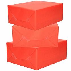 Foto van 3x rollen kraft inpakpapier rood 200 x 70 cm - cadeaupapier