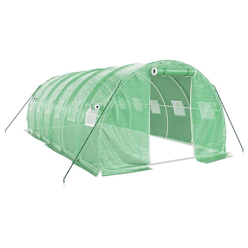 Foto van Vidaxl tuinkas met stalen frame 18 m² 6x3x2 m groen