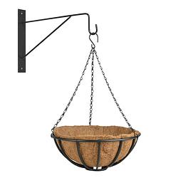 Foto van Hanging basket 35 cm van metaal met muurhaak - complete hangmand set - plantenbakken