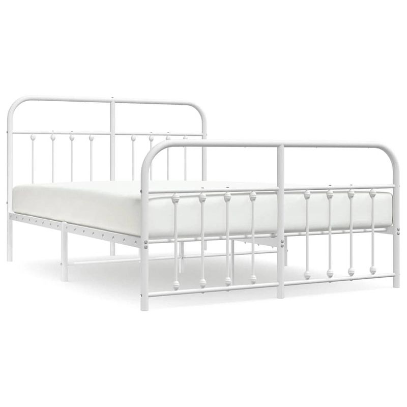 Foto van Vidaxl bedframe met hoofd- en voeteneinde metaal wit 135x190 cm