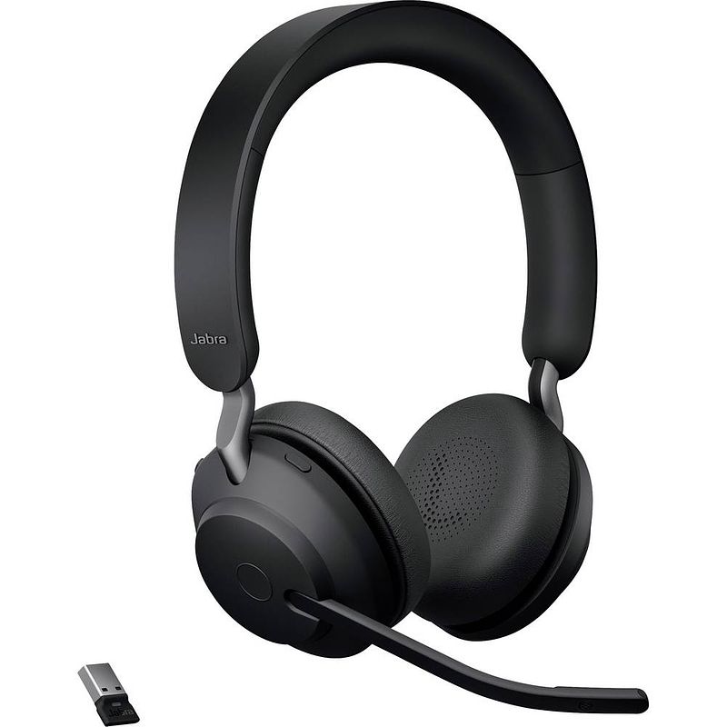 Foto van Jabra evolve2 65 uc over ear headset bluetooth telefoon stereo zwart volumeregeling, indicator voor batterijstatus, microfoon uitschakelbaar (mute)