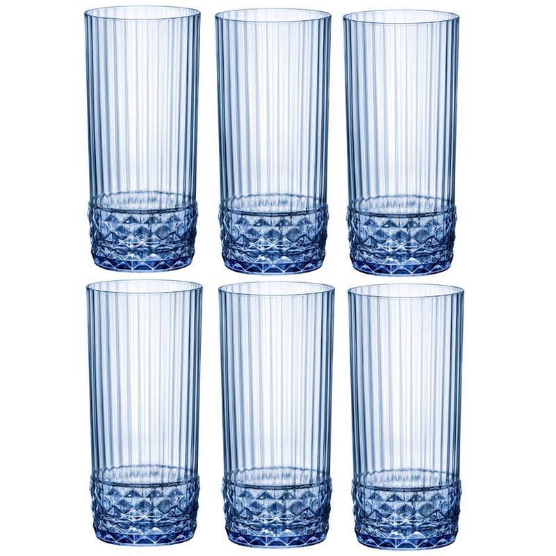 Foto van Bormioli longdrinkglazen america 20's sapphire blue 490 ml - 6 stuks