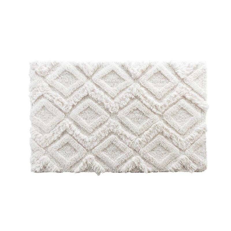 Foto van Casa di elturo badmat katoen boho squares - beige/wit - 50 x 80 cm