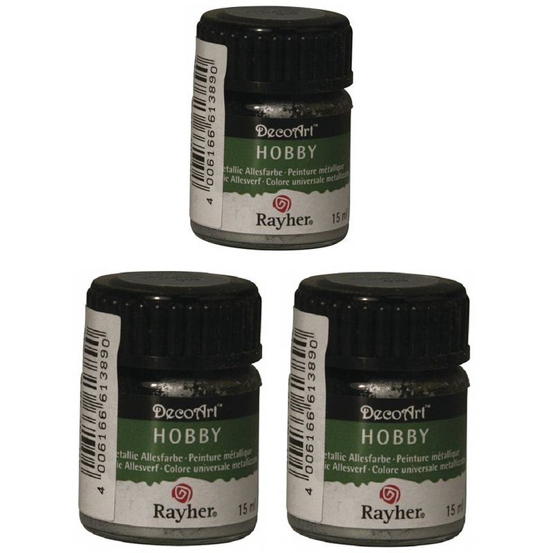 Foto van 3x acrylverf/hobbyverf zilver 15 ml hobby materiaal - hobbyverf