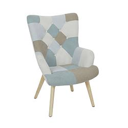 Foto van 4goodz lund patchwork fauteuil armleuning - blauw grijs