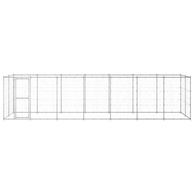 Foto van The living store hondenkennel - gegalvaniseerd staal - 770 x 220 x 180 cm - afsluitbaar - zilver