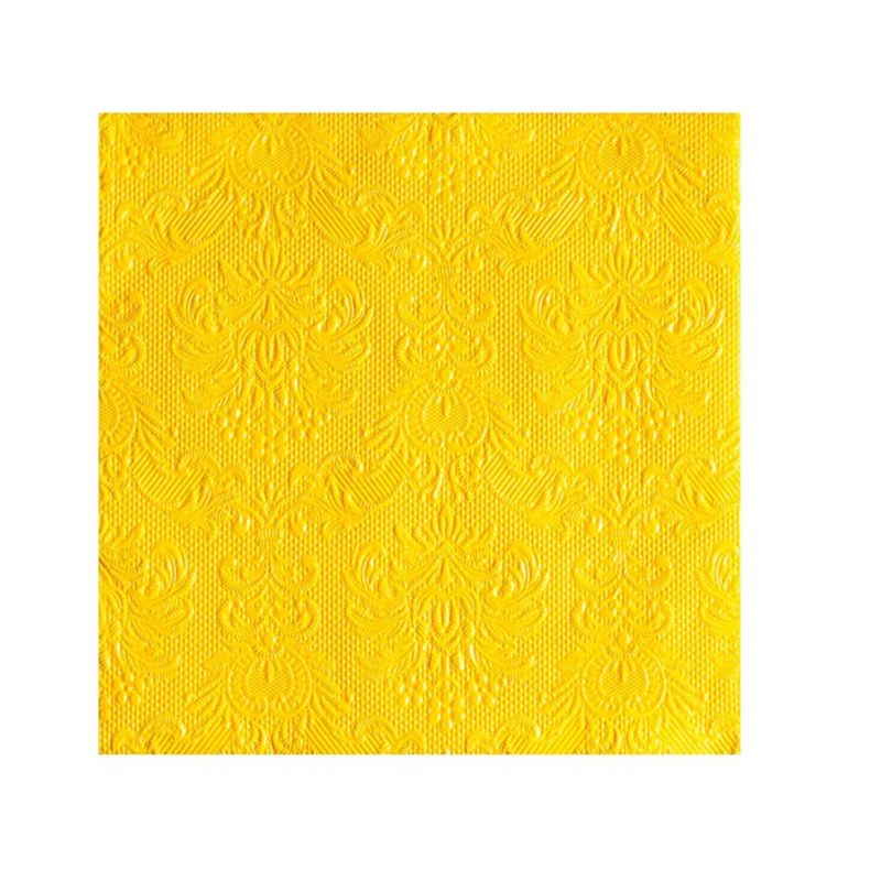 Foto van 30x luxe servetten barok patroon geel 3-laags 33 x 33 cm - feestservetten