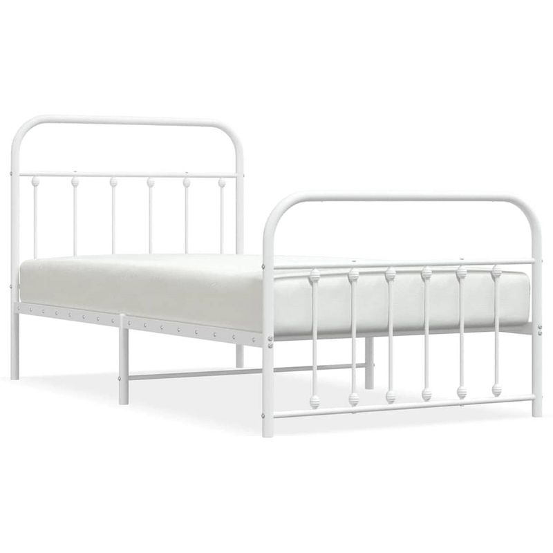 Foto van Vidaxl bedframe met hoofd- en voeteneinde metaal wit 100x190 cm