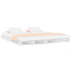 Foto van The living store palletbed massief grenenhout wit 135x190 cm 4ft6 double - bed