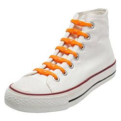 Foto van 14x oranje schoenveters elastisch/elastiek siliconen - schoenveters