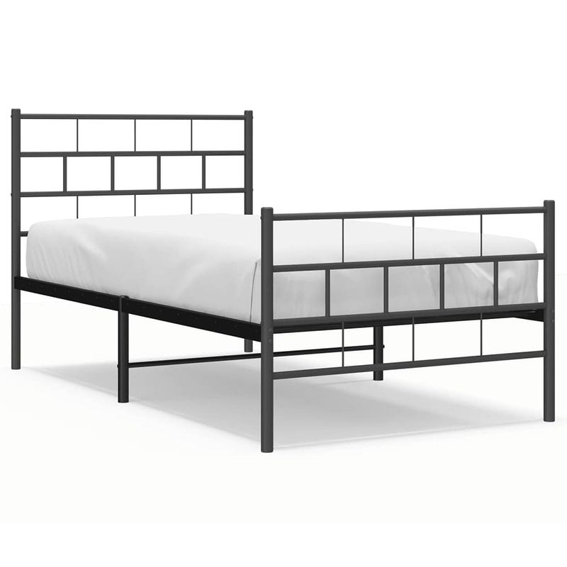 Foto van Vidaxl bedframe met hoofd- en voeteneinde metaal zwart 80x200 cm