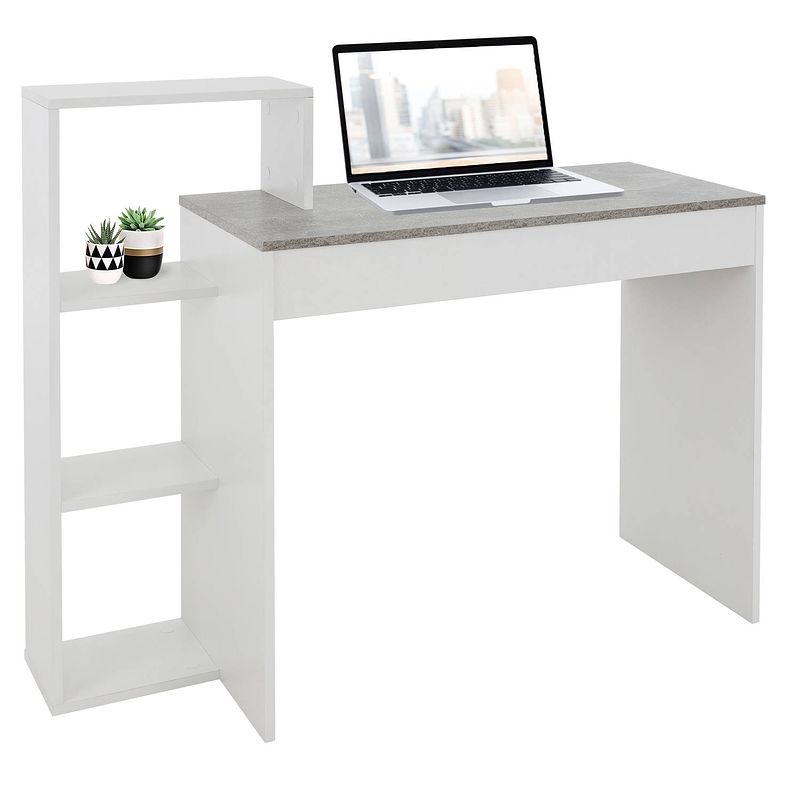 Foto van Bureau met legplank 110x72x40 cm wit/betonlook hout ml-design