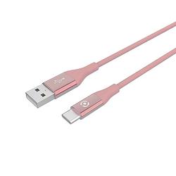 Foto van Usb-kabel type-c, 1 meter, roze - siliconen - celly feeling