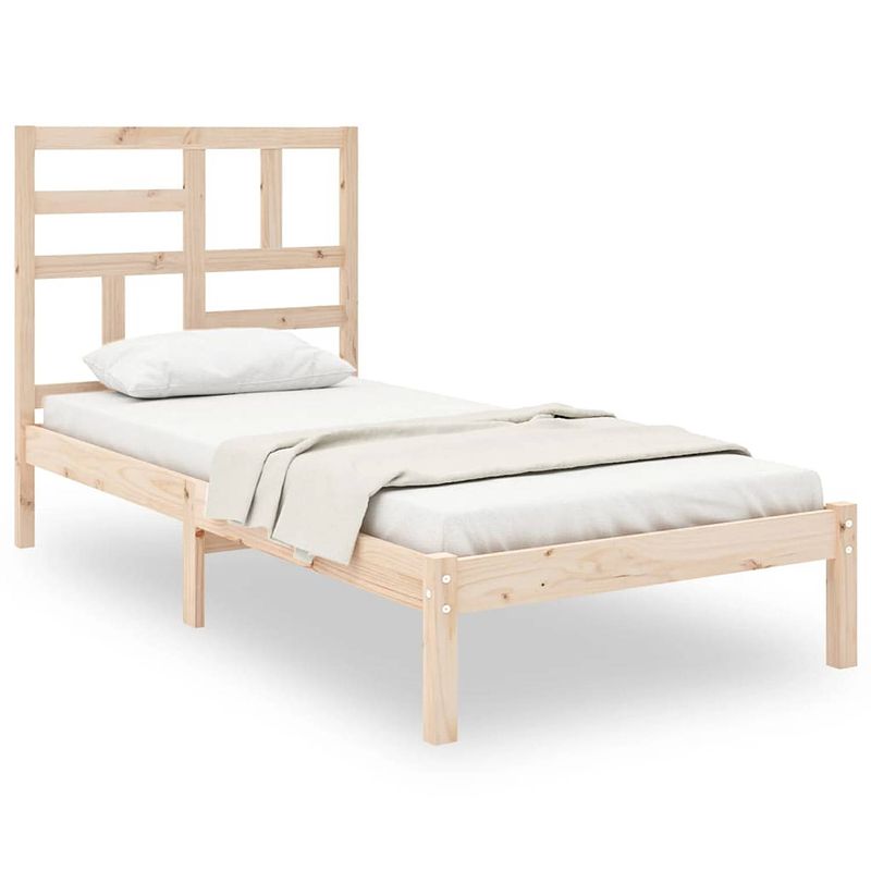 Foto van The living store bedframe - houten eenpersoonsbed - 100x200 cm - massief grenenhout - stabiel en comfortabel - geschikt