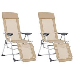 Foto van Vidaxl campingstoelen met voetensteun inklapbaar aluminium crème 2 st