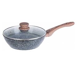 Foto van Top choice - wokpan met deksel - graniet / hout - 28 cm