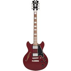 Foto van D'sangelico premier mini dc burnt red semi-akoestische gitaar