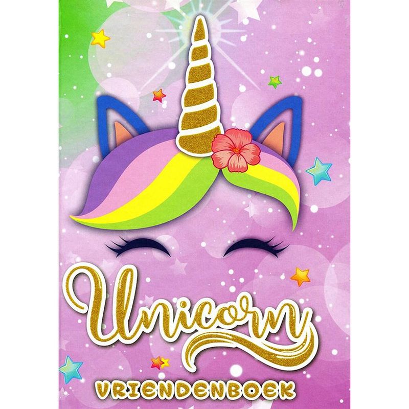 Foto van Unicorn vriendenboek - 80 pagina'ss - harde kaft met gouden glitter