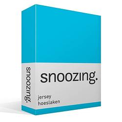 Foto van Snoozing jersey hoeslaken - 100% gebreide jersey katoen - lits-jumeaux (200x210/220 cm) - turquoise