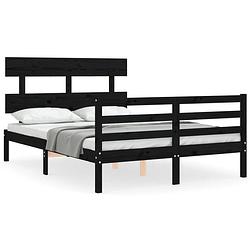 Foto van The living store bed grenenhout - 195.5 x 125.5 x 81 cm - zwart - multiplex lattenbodem