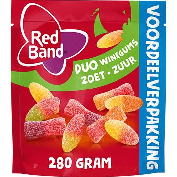 Foto van Red band winegum zoet zuur xl snoep 280g bij jumbo