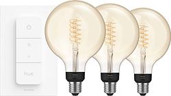 Foto van Philips hue filament white globe xl 3-pack + dimmer