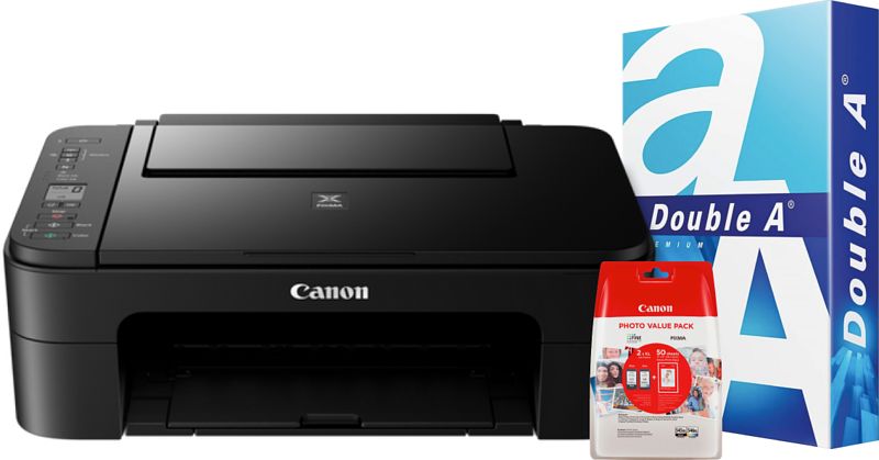 Foto van Canon pixma ts3355 + 1 set extra inkt + 500 vellen a4 papier