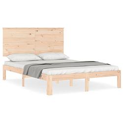 Foto van The living store bedframe - massief grenenhout - 203.5 x 123.5 x 82.5 cm - inclusief multiplex lattenbodem