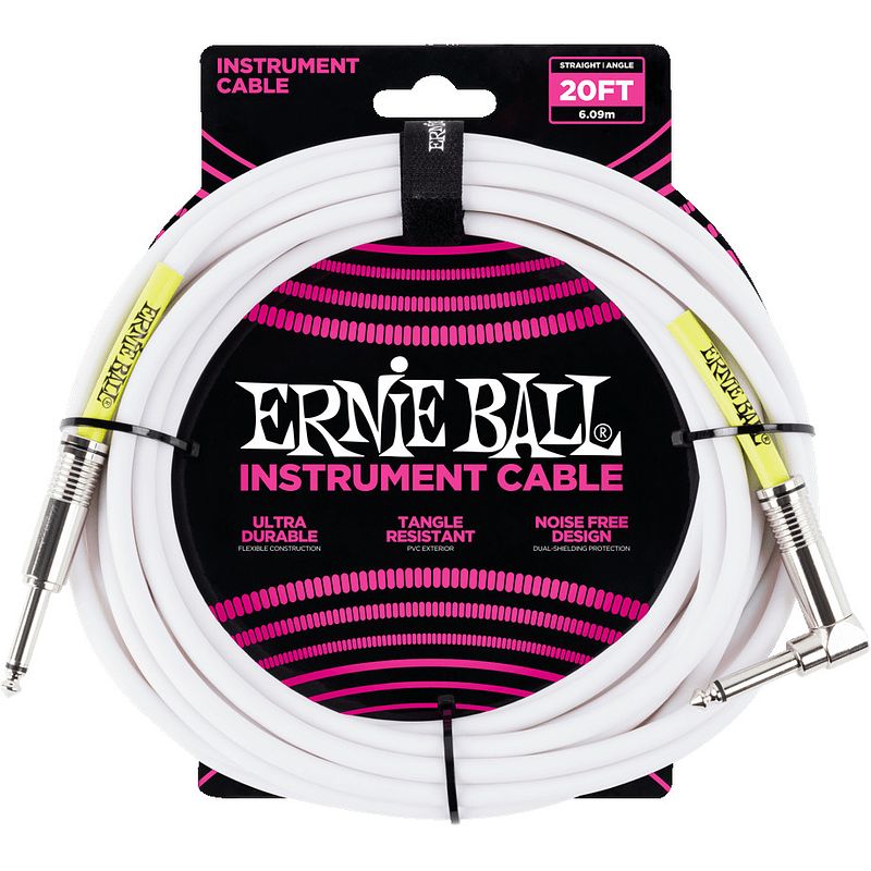 Foto van Ernie ball 6047 classic instrument cable, 6 meter, wit