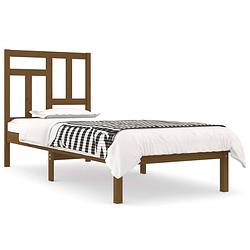 Foto van The living store bedframe grenenhout - honingbruin - 195.5 x 80.5 x 31 cm - comfortabel hoofdeinde