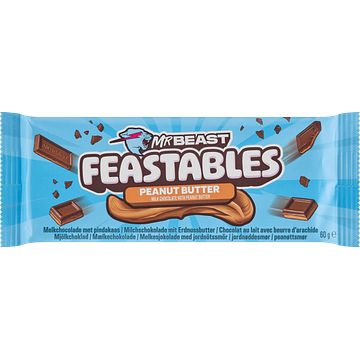 Foto van Feastables mrbeast melk chocolade reep met pindakaas bij jumbo