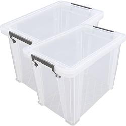 Foto van Allstore opbergbox - 2x stuks - 18,5 liter - transparant - 40 x 26 x 29 cm - opbergbox