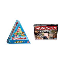 Foto van Spellenbundel - bordspellen - 2 stuks - triominos junior & monopoly valsspelerseditie