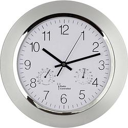 Foto van Eurotime 56004 wandklok zendergestuurd 34 cm x 5 cm zilver