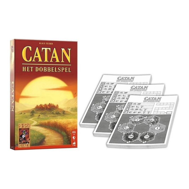 Foto van Spellenset - 2 stuks - catan dobbelspel - dobbelspel & scoreblok 3 stuks