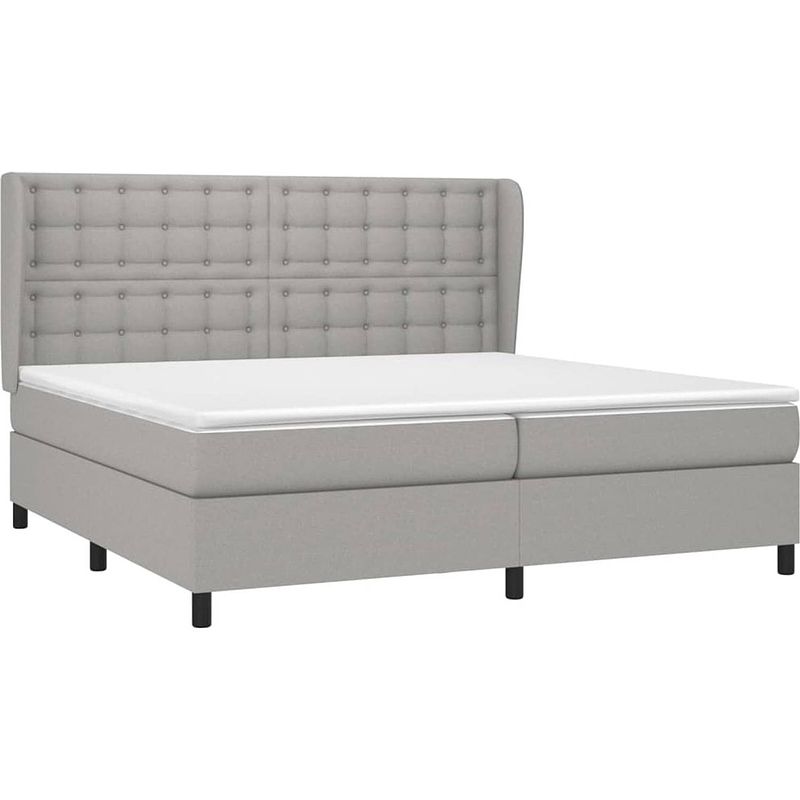 Foto van The living store boxspringbed - - bed - 203x203x118/128 cm - lichtgrijs